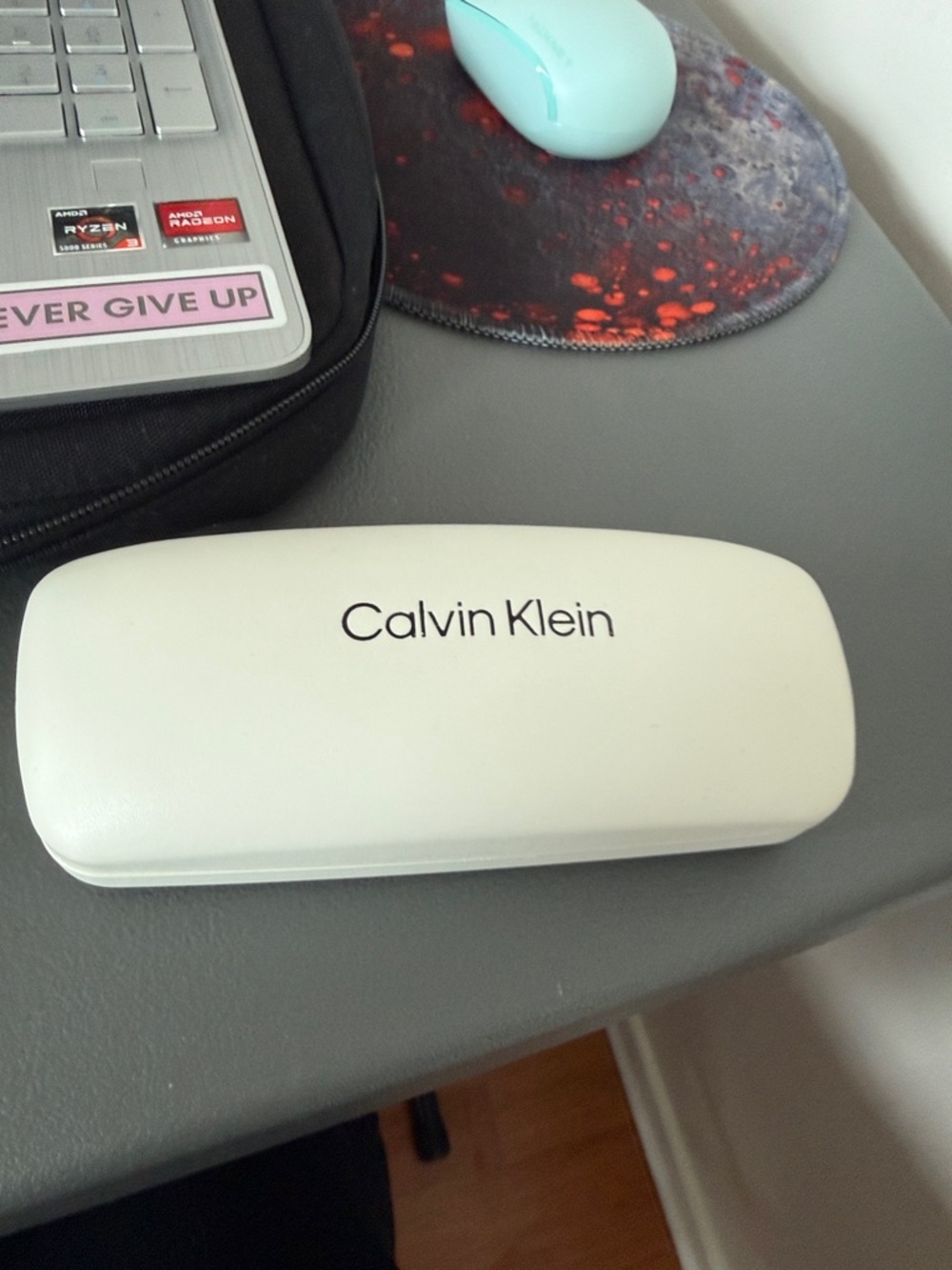 Calvin Klein White Sunglasses Case with Black Logo